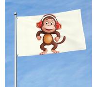 Drapeau d'extérieur double face de 0,9 x 1,5 m - Grande bannière de vacances avec 2 œillets en laiton - Singe coquin - Pour toutes les saisons - Pour jardin, cour, pelouse, décoration extérieure