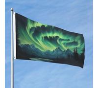 Drapeau d'extérieur double face de 61 cm avec 2 œillets en laiton - Drapeau de cour de nuit Aurore du Nord - Pour toutes les saisons - Pour jardin, cour, pelouse, décoration extérieure