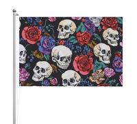 Drapeau d'extérieur double face en forme de crâne en sucre - Polyester résistant aux intempéries - Couleurs vives - Pour jardin, cour, terrasse ou maison