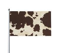 Drapeau d'extérieur en polyester à imprimé fourrure de vache avec œillets en laiton, drapeaux de 3 x 5 pi