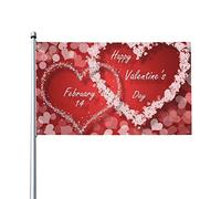 Drapeau d'extérieur Happy Valentine's Day en polyester avec œillets en laiton, drapeaux de 3 x 5 pi