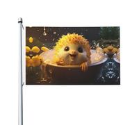 Drapeau d'extérieur hérisson dans un bain moussant - 91,4 x 152,4 cm - Très grand drapeau imprimé double face - Décoration de jardin