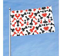 Drapeau d'extérieur imprimé avec motif d'échecs, 0,9 x 1,5 m, design audacieux, pour défilé, événement, cour, terrasse et maison