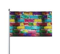 Drapeau d'extérieur imprimé brique colorée graffiti, pour terrasse, pelouse, décoration de fête. Affichez fièrement votre style