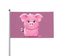 Drapeau d'extérieur imprimé cochon rose pour terrasse, pelouse, décoration de fête