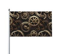 Drapeau d'extérieur imprimé engrenages steampunk cool, pour terrasse, pelouse, décoration de fête. Affichez fièrement votre style