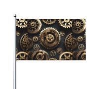Drapeau d'extérieur imprimé engrenages steampunk, pour terrasse, pelouse, décoration de fête. Affichez fièrement votre style