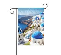 Drapeau d'extérieur imprimé île grecque avec vue sur la mer, 30,5 x 45,7 cm, décorations de cour, cadeaux pour décoration de maison, fournitures de fête