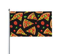 Drapeau d'extérieur imprimé pizza savoureux, pour terrasse, pelouse, décoration de fête. Affichez fièrement votre style