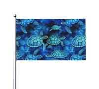 Drapeau d'extérieur imprimé tortue de mer bleu pour terrasse, pelouse, décoration de fête. Affichez fièrement votre style