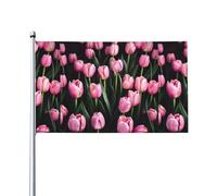 Drapeau d'extérieur imprimé tulipes roses pour terrasse, pelouse, décoration de fête. Affichez fièrement votre style
