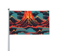 Drapeau d'extérieur imprimé volcan, pour terrasse, pelouse, décoration de fête. Affichez fièrement votre style