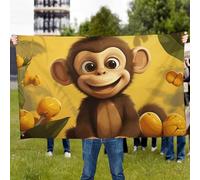 Drapeau d'extérieur mignon et amusant en forme de singe banane, bannière de jardin robuste avec œillets en laiton, résistante aux intempéries et à la décoloration, décoration de cour pour balcon
