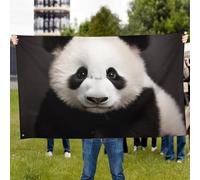 Drapeau d'extérieur mignon panda noir et blanc personnalisé pour toutes les saisons, bannière de jardin robuste avec œillets en laiton, résistant aux intempéries et à la décoloration, décoration de