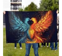 Drapeau d'extérieur motif phénix feu et eau personnalisé, toutes saisons, bannière de jardin robuste avec œillets en laiton, résistante aux intempéries et à la décoloration, décoration de cour pour