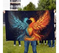 Drapeau d'extérieur motif phénix feu et eau personnalisé, toutes saisons, bannière de jardin robuste avec œillets en laiton, résistante aux intempéries et à la décoloration, décoration de cour pour