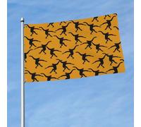 Drapeau d'extérieur noir Gibbon imprimé singe vibrant 0,9 x 1,5 m, design audacieux, pour défilé, événement, cour, terrasse et maison