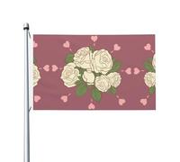 Drapeau d'extérieur rose d'amour blanc 91,4 x 152,4 cm - Drapeau extra large imprimé double face pour décoration de jardin