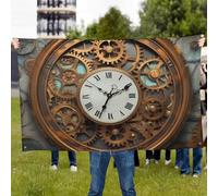 Drapeau d'extérieur steampunk rouillé personnalisé pour toutes les saisons, bannière de jardin robuste avec œillets en laiton, résistant aux intempéries et à la décoloration, décoration de cour pour