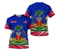 Drapeau D'Haïti Personnalisé Haïtien T-Shirt De Sport T-Shirt Confortable Tee Shirt Classique Sportswear pour Running Sport Fitness XL