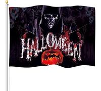 Drapeau d'Halloween 3 x 5 Ft Drapeau d'Halloween pour Bannière Décor de Chambre Dortoir Extérieur Intérieur Grand Drapeau de Vacances Drapeau de Décoration de Jardin Cour Village