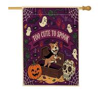 Drapeau d'Halloween amusant pour maison de chien Pitbull 71,1 x 101,6 cm double face pour décoration extérieure, cercueil gothique, fantôme effrayant, drapeau de maison, drapeau effrayant pour