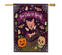 Drapeau d'Halloween amusant pour maison de cochon 71,1 x 101,6 cm double face pour décoration extérieure, cercueil gothique, fantôme effrayant, drapeau de maison, drapeau effrayant pour l'extérieur