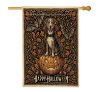 Drapeau d'Halloween Catahoulas léopard pour maison de chien, 71,1 x 101,6 cm pour l'extérieur, feuille amusante amusante standard, drapeau vertical standard en lin, motif automne, devant cour