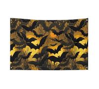 Drapeau d'Halloween Chauves-souris 3 x 5 pieds Bannière de jardin avec 4 trous Décoration intérieure et extérieure pour la maison