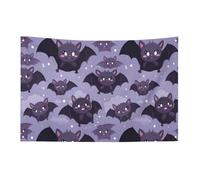 Drapeau d'Halloween Chauves-souris 3 x 5 pieds Bannière de jardin avec 4 trous Décoration intérieure et extérieure pour la maison