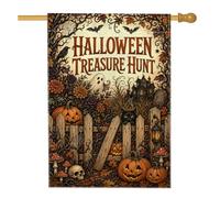 Drapeau d'Halloween citrouilles thème chasse au trésor effrayant 71 x 101