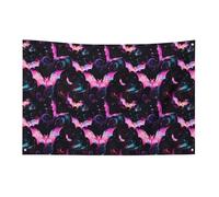 Drapeau d'Halloween coloré avec chauves-souris, bannière de jardin de 90 x 150 cm avec 4 trous, décoration intérieure et extérieure pour la maison