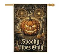 Drapeau d'Halloween effrayant avec citation occulte citrouilles 71,1 x | Symboles occultes, drapeau de cour, décoration de sorcière, bouteilles d'alchimie, art gothique, accents saisonniers