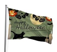 Drapeau d'Halloween effrayant en polyester 0,9 x 1,5 m - Oirquent effrayant squelette décoration de jardin, grande bannière extérieure et intérieure pour maison, fête, tour ou friandise