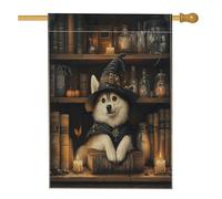 Drapeau d'Halloween Eskimos pour maison de chien, 71,1 x 101,6 cm pour l'extérieur, livres magiques effrayants sorciers, chiot, drapeau vertical standard en lin, pour maison, animal de compagnie