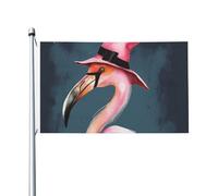 Drapeau d'Halloween flamant rose chapeau de sorcière 0,9 x 1,5 m pour extérieur et intérieur - Drapeau de jardin avec œillets double face pour décorations de cour