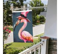 Drapeau d'Halloween flamant rose chapeau de sorcière 61 x 91 cm pour extérieur et intérieur - Drapeaux de jardin avec œillets verticaux double face pour décorations de cour