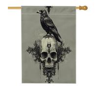 Drapeau d'Halloween horreur gothique corbeau 71,1 x 101,6 cm pour extérieur, squelette gothique effrayant standard en lin, drapeau vintage pour la maison, la cour avant et arrière cour