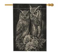 Drapeau d'Halloween horreur gothique hibou 71,1 x 101,6 cm pour extérieur, vintage gothique effrayant rose standard vertical en lin, drapeau effrayant pour la maison, le devant de la cour