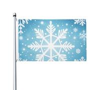 Drapeau d'hiver en forme de flocon de neige - 90 x 150 cm - Ne se décolore pas - Double face - Bannière d'extérieur pour cour, porche, pelouse
