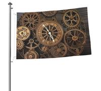 Drapeau d'horloge steampunk avec engrenages de 6,1 x 0,9 m - Impression double face - Drapeau de jardin pour l'extérieur - Bannière cadeau avec œillets - Toile de fond pour photo pour décoration
