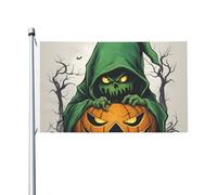 Drapeau d'horreur fantôme vert citrouille d'Halloween 1 extérieur quatre saisons drapeau de vacances double face avec boutonnière fond décoratif fournitures de fête