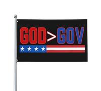 Drapeau « Dieu est plus grand que le gouvernement » (3 x 5) - Bannière extérieure « La foi avant le gouvernement », Jésus-Christ 2024