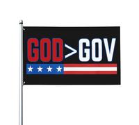 Drapeau « Dieu est plus grand que le gouvernement » 3 x 5 - Dieu est plus grand que le gouvernement, Jésus-Christ 2024 Drapeau chrétien avec œillets en laiton