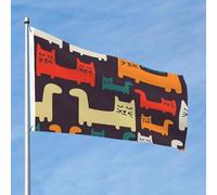 Drapeau d'illustration de chat 6 x 0,9 m double face qui ne se décolore pas, drapeau de jardin avec bannière extérieure en laiton pour décoration de cour, porche, pelouse