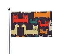 Drapeau d'illustration de chat de 0,9 x 1,5 m, pour extérieur, intérieur, printemps, été, automne, hiver, drapeau de jardin avec œillets, drapeau de vacances double face, bannière pour décorations de