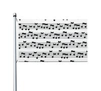 Drapeau d'impression de Notes de musique noir blanc 3x5 pieds Double côté extérieur ferme cour signe jardin drapeau décoratif avec œillets en laiton