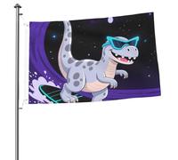 Drapeau dinosaure amusant de l'univers abstrait - Drapeau à suspendre double face en polyester avec œillets métalliques - Résistant à la décoloration - Léger - Pour cour, balcon, pelouse, fête