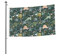 Drapeau dinosaure double face de 1,5 x 2,4 m avec œillets décoratifs, patio, porche, événement de groupe.