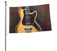 Drapeau d'instrument de musique de guitare 6,1 x 91,4 cm - Impression double face - Drapeau de jardin pour l'extérieur - Drapeaux de vacances - Bannière cadeau avec œillets - Toile de fond pour photo